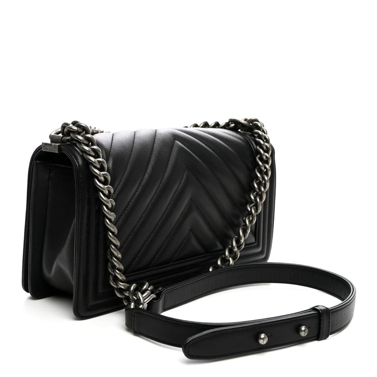 Medium Quilted Calfskin Flap Shoulder Bag - Black