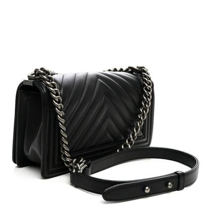 Medium Quilted Calfskin Flap Shoulder Bag - Black