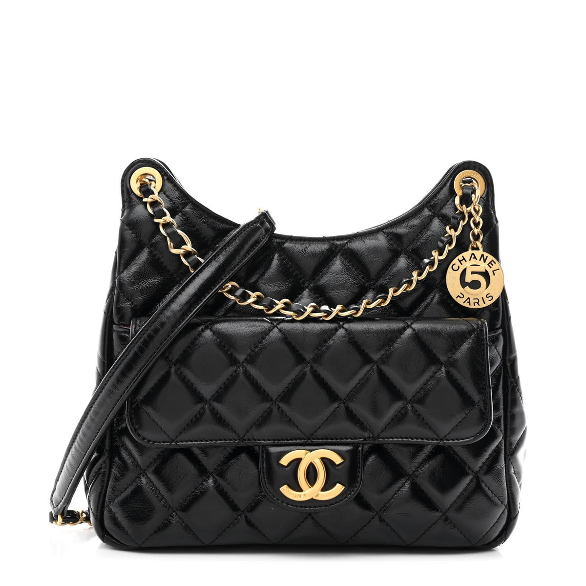 Quilted Calfskin Hobo Bag - Black