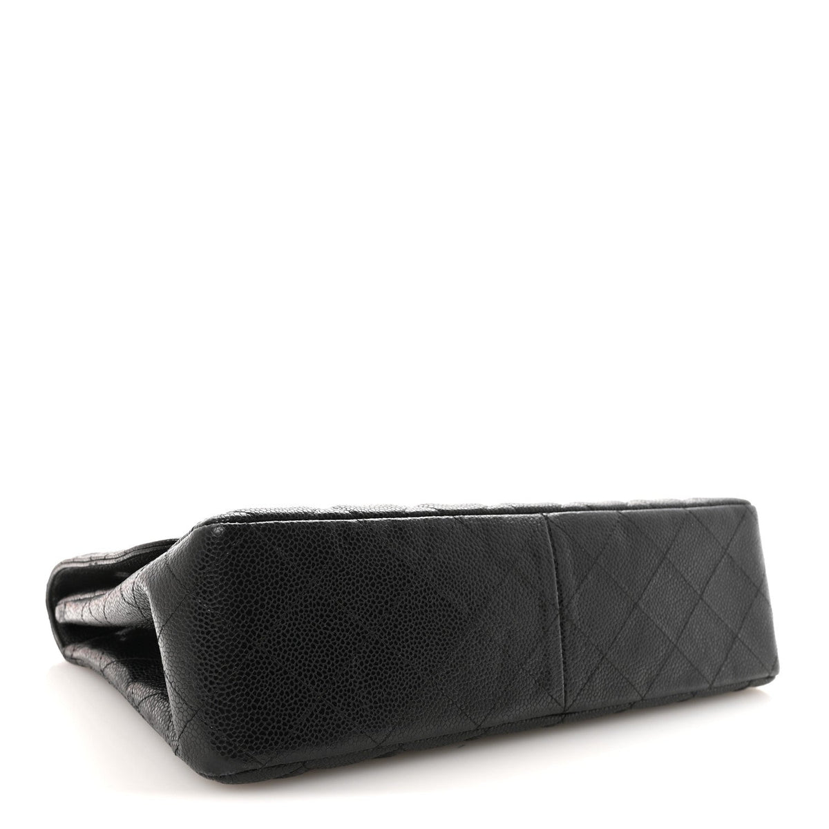 Quilted Caviar Flap Shoulder Bag - Black