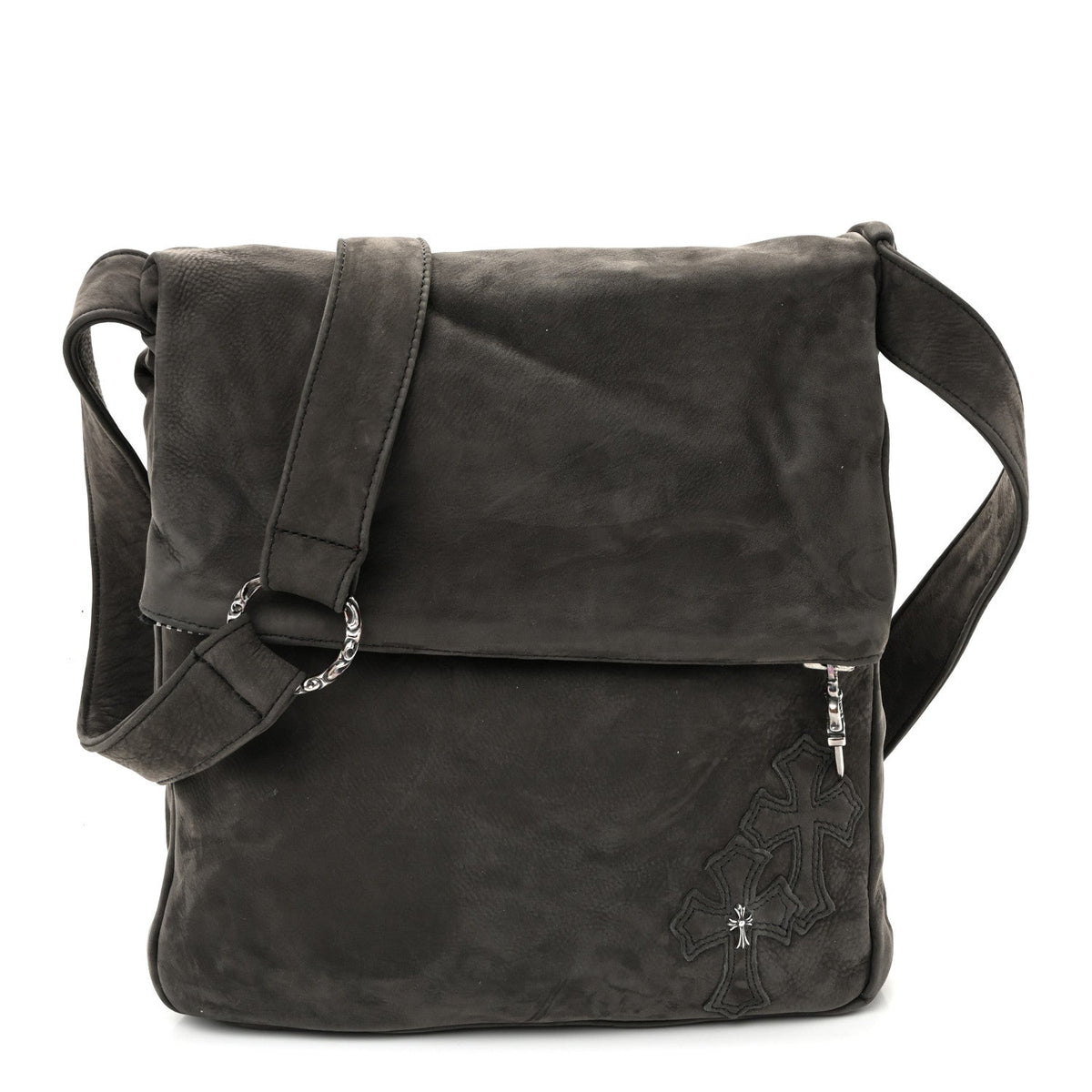 Calfskin Suede Crossbody Bag - Black