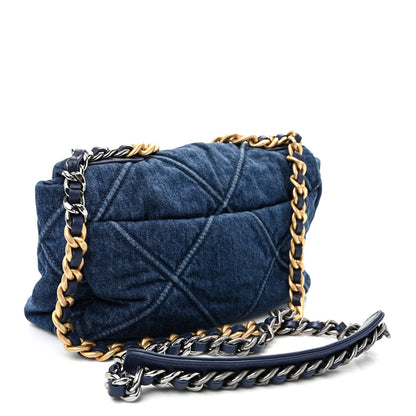 Medium Quilted Flap Shoulder Bag - Blue