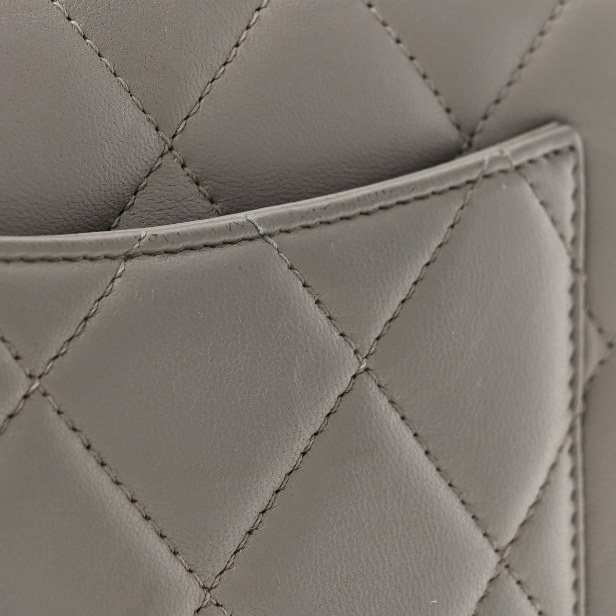 Small Quilted Lambskin Flap Shoulder Bag - Grey