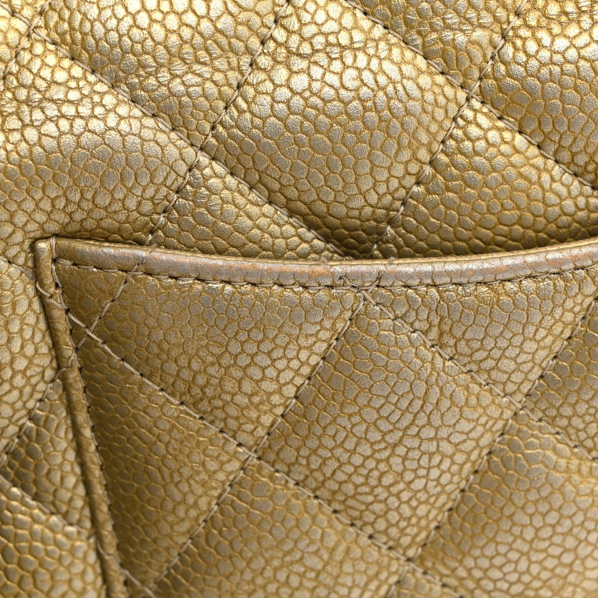Mini Quilted Caviar Flap Shoulder Bag - Tan