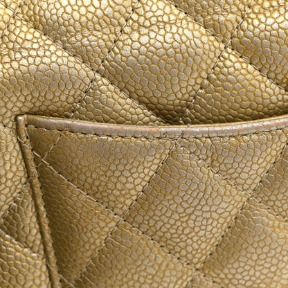 Mini Quilted Caviar Flap Shoulder Bag - Tan