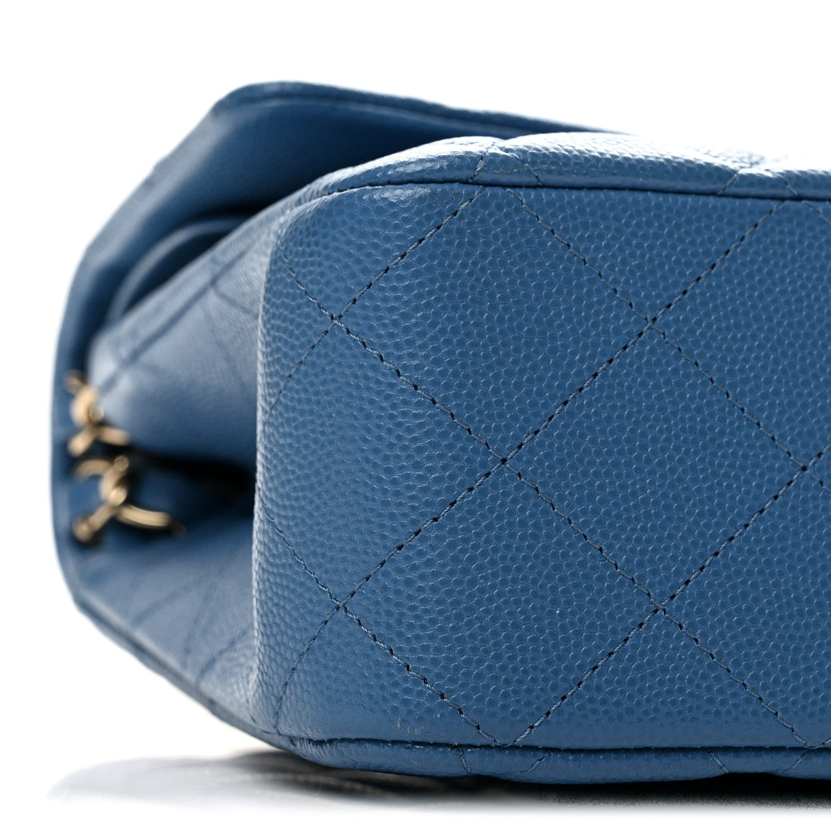 Medium Quilted Caviar Flap Shoulder Bag - Blue
