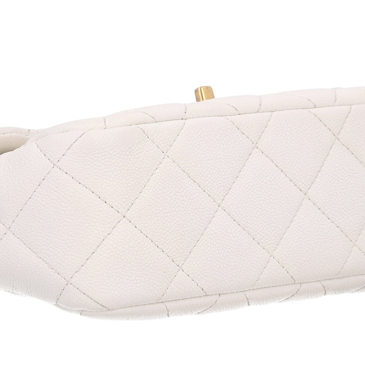 Quilted Caviar Flap Shoulder Bag - White