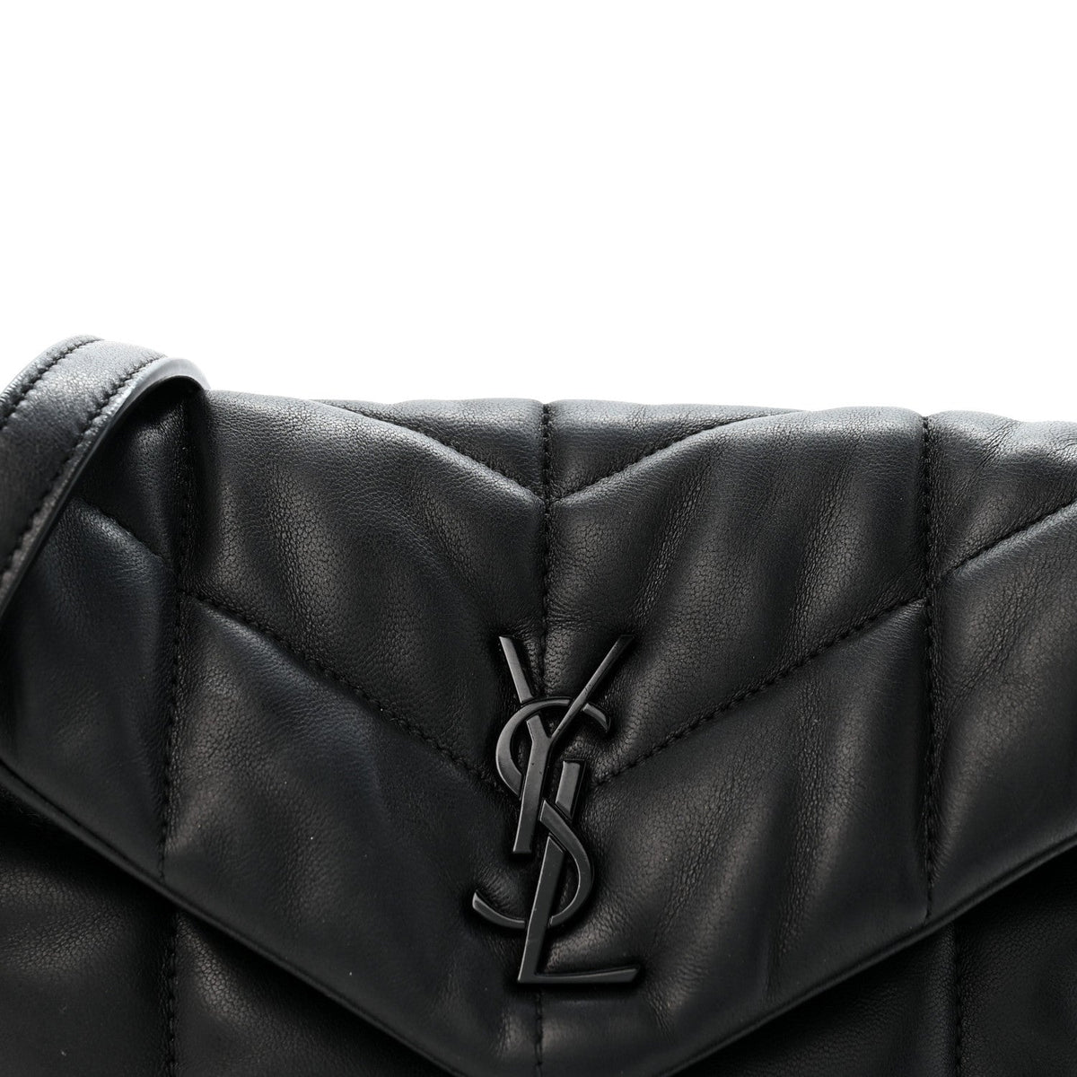 Quilted Lambskin Satchel Bag - Black