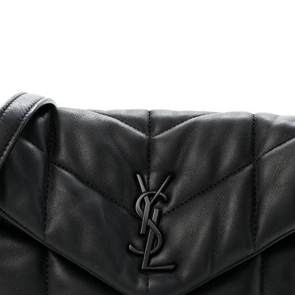 Quilted Lambskin Satchel Bag - Black