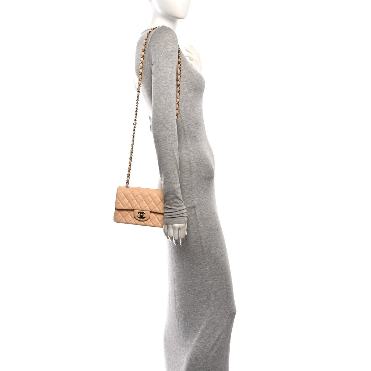 Mini Quilted Lambskin Flap Shoulder Bag - Tan