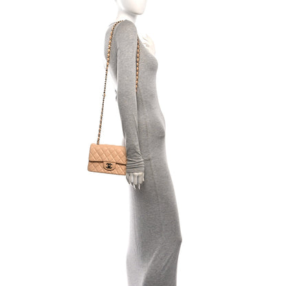 Mini Quilted Lambskin Flap Shoulder Bag - Tan