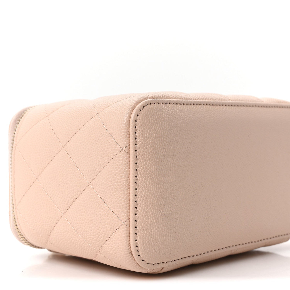 Small Quilted Caviar Handbag - Beige