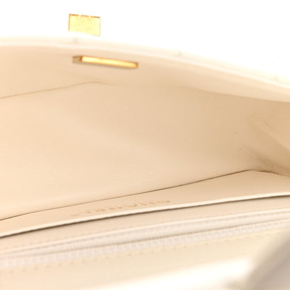 Mini Quilted Calfskin Flap Shoulder Bag - White