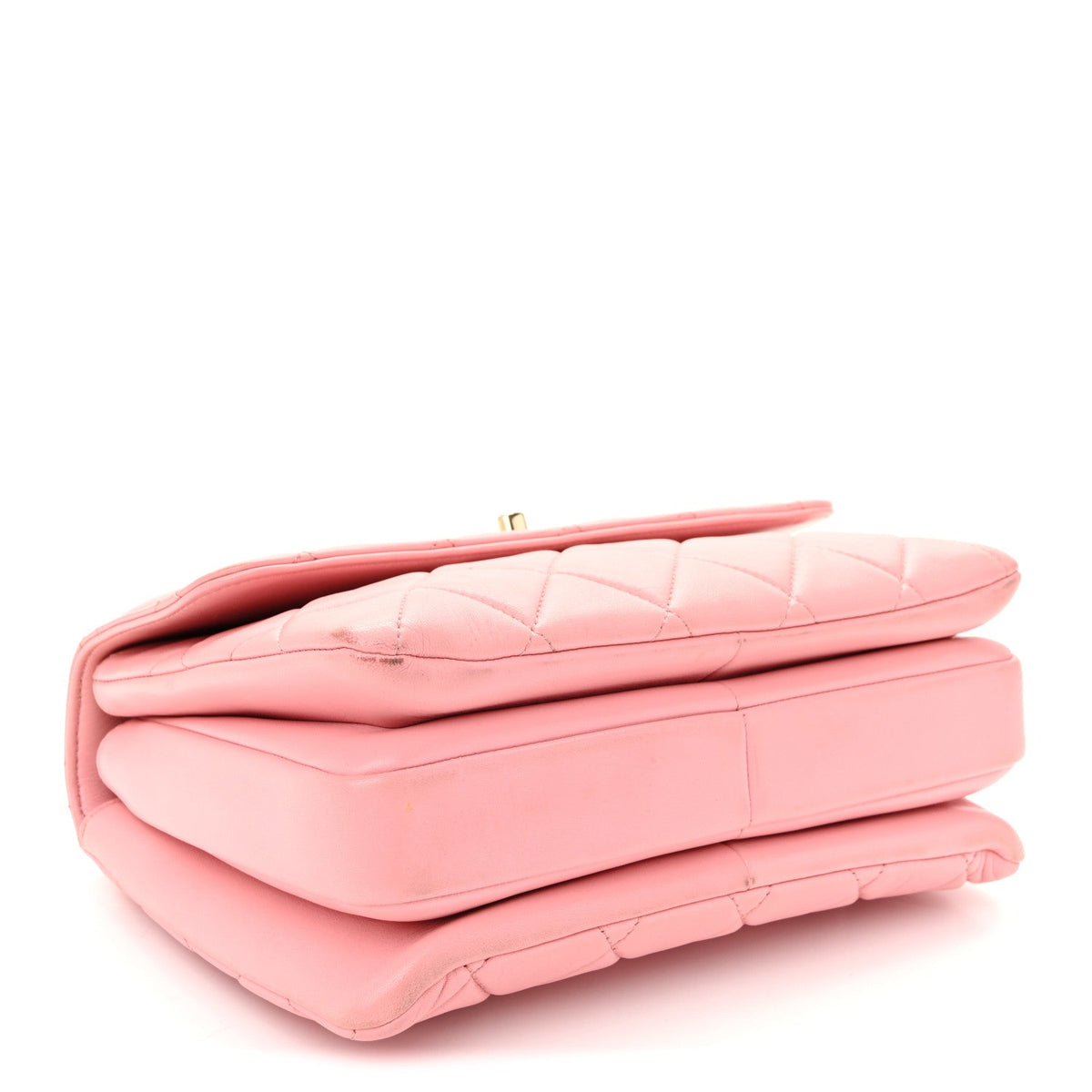 Small Quilted Lambskin Flap Shoulder Bag - Pink