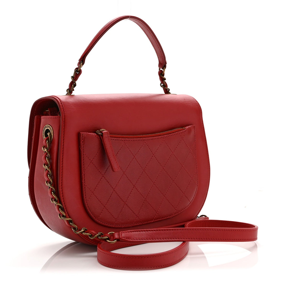 Small Quilted Goatskin Flap Shoulder Bag - Red