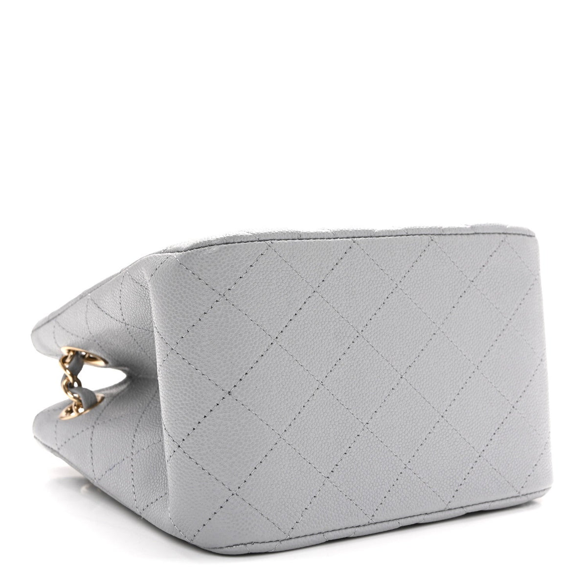 Mini Quilted Caviar Bucket Bag - Grey