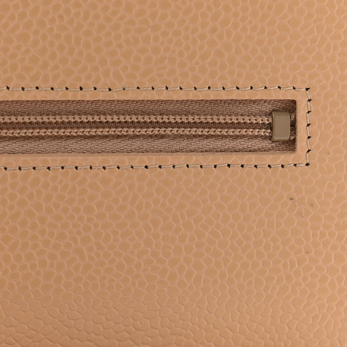 Quilted Caviar Wallet Bag - Beige