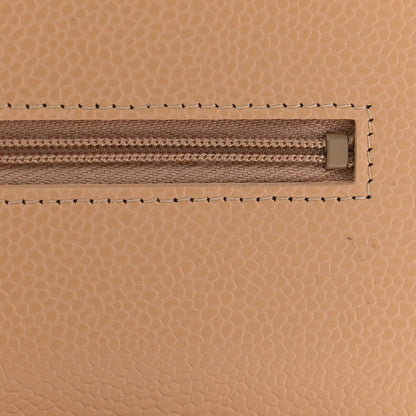 Quilted Caviar Wallet Bag - Beige