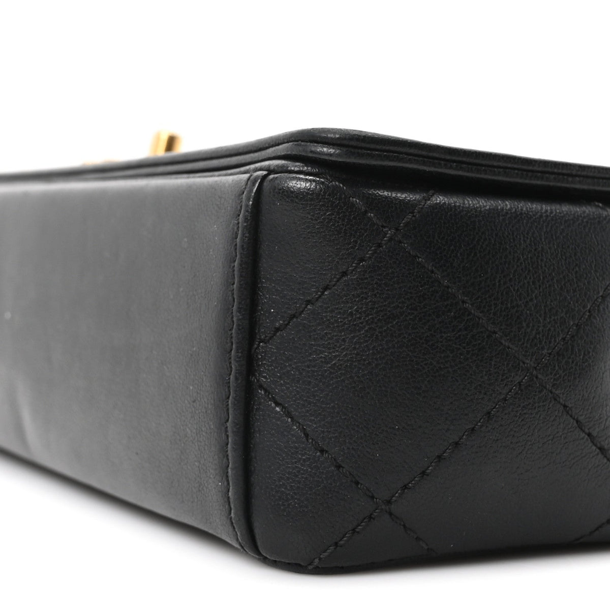 Small Quilted Sheepskin Flap Shoulder Bag - Black