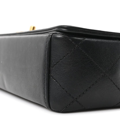 Small Quilted Sheepskin Flap Shoulder Bag - Black