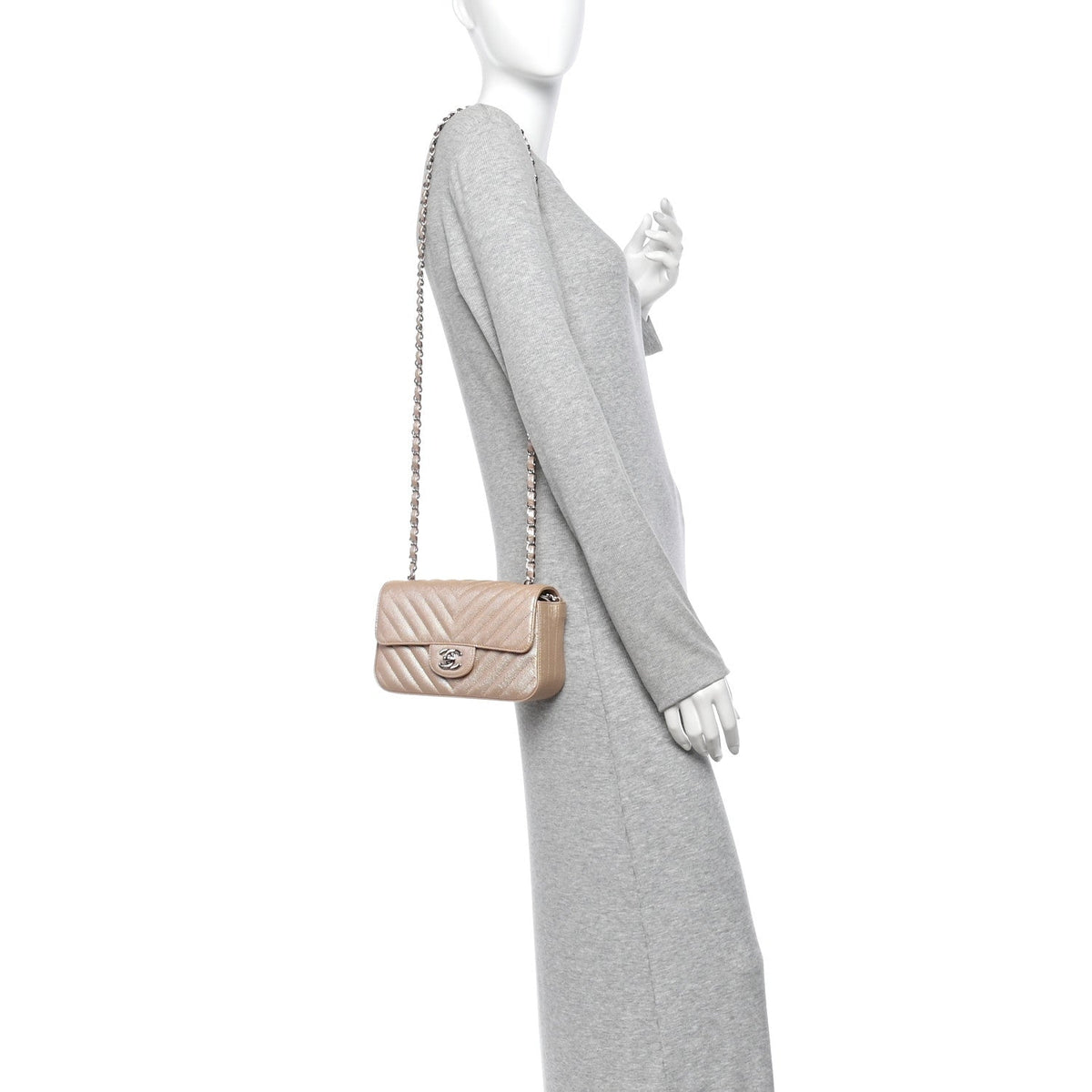 Mini Quilted Caviar Flap Shoulder Bag - Tan