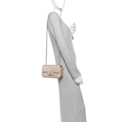 Mini Quilted Caviar Flap Shoulder Bag - Tan