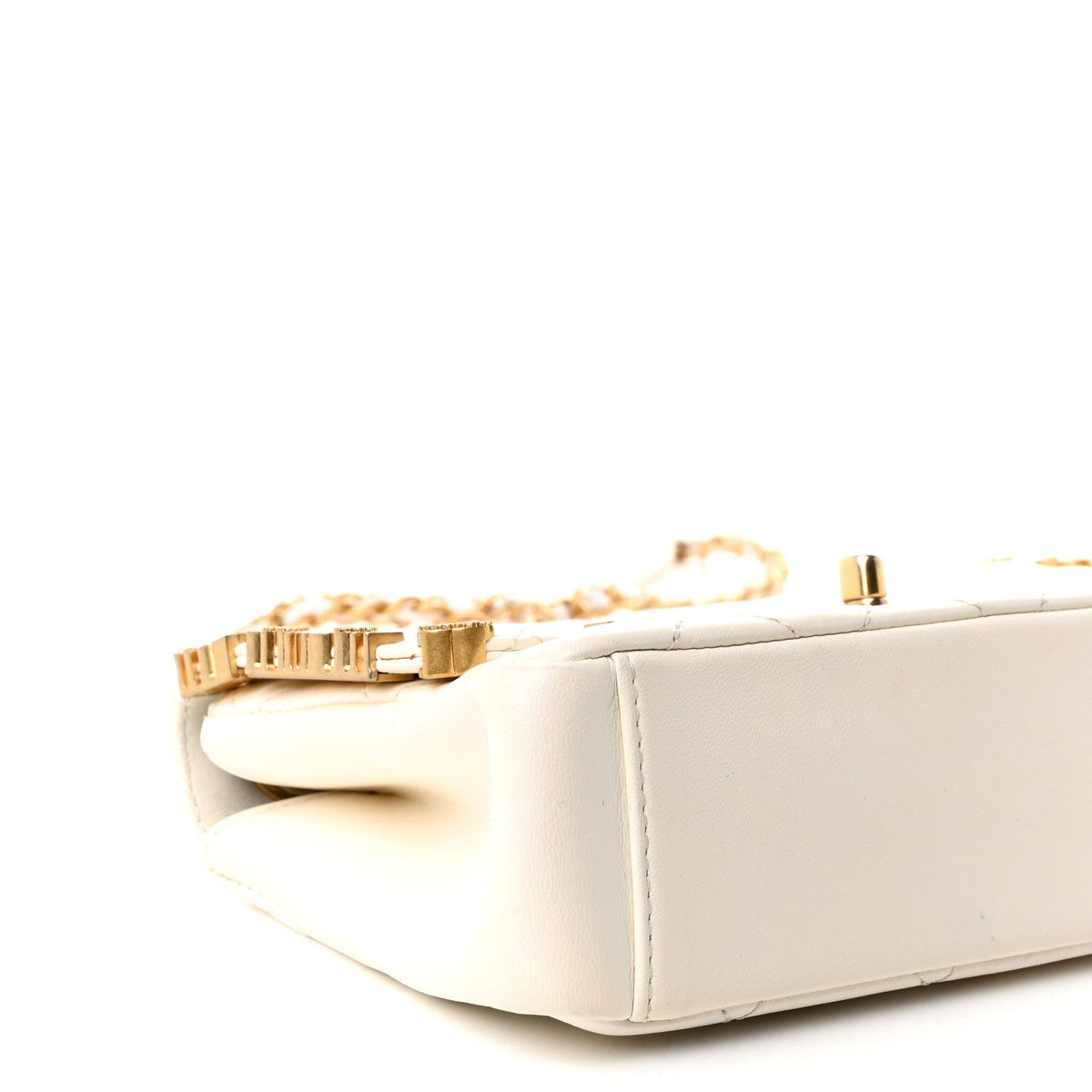 Mini Quilted Lambskin Flap Shoulder Bag - White