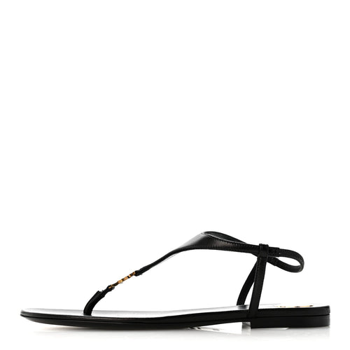 Lambskin Monogram Cassandra Slingback Flat Sandals Black