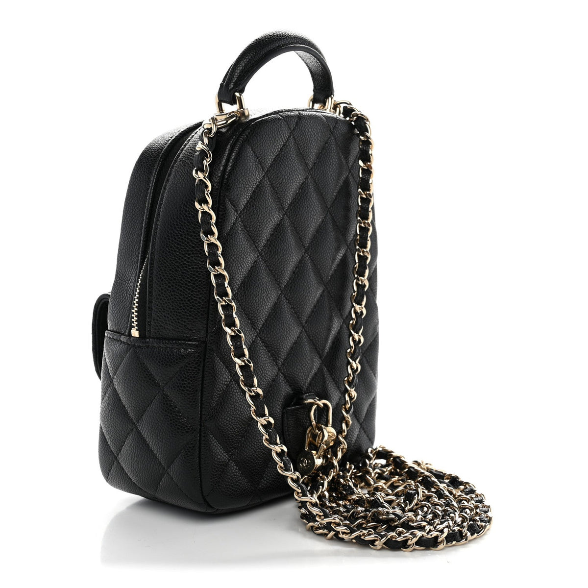 Mini Quilted Caviar Backpack - Black