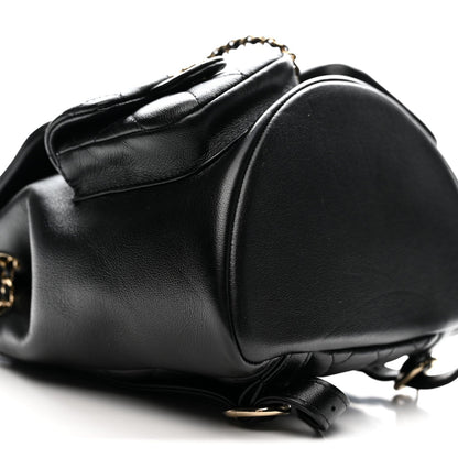 Medium Quilted Caviar Backpack - Black