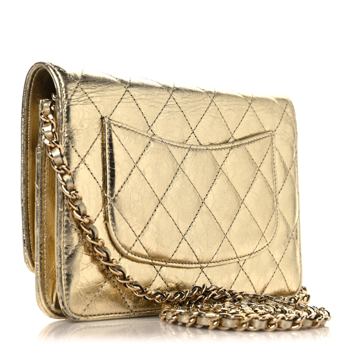 Quilted Calfskin Wallet Bag - Gold