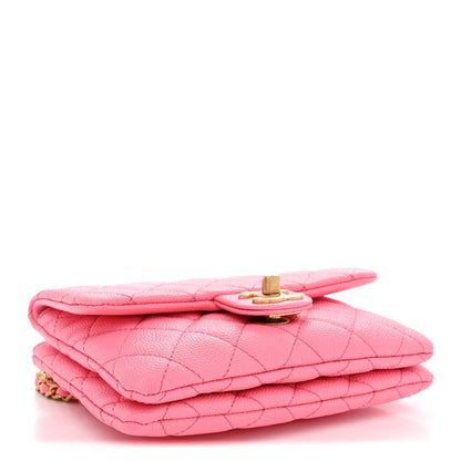 Caviar Flap Shoulder Bag - Pink