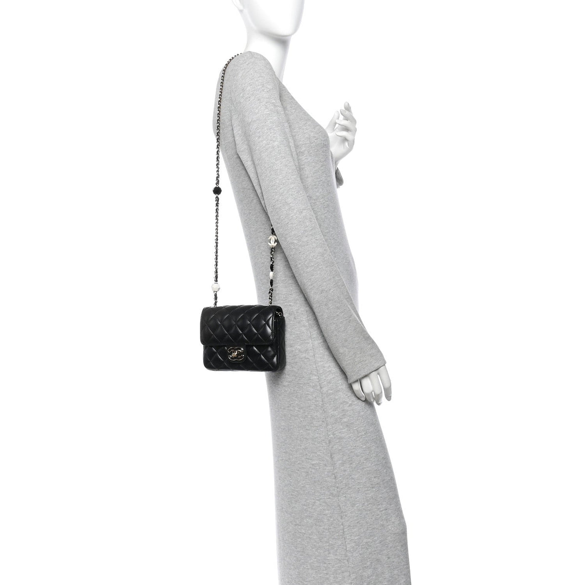 Mini Quilted Lambskin Flap Shoulder Bag - Black