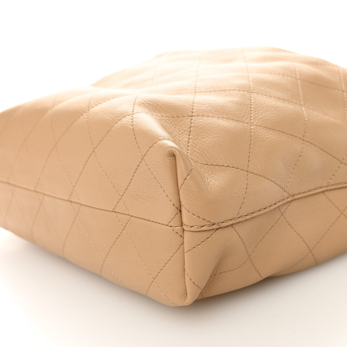Small Quilted Calfskin Hobo Bag - Beige