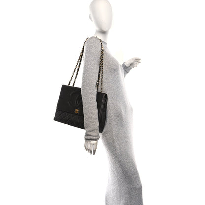Maxi Quilted Lambskin Flap Shoulder Bag - Brown