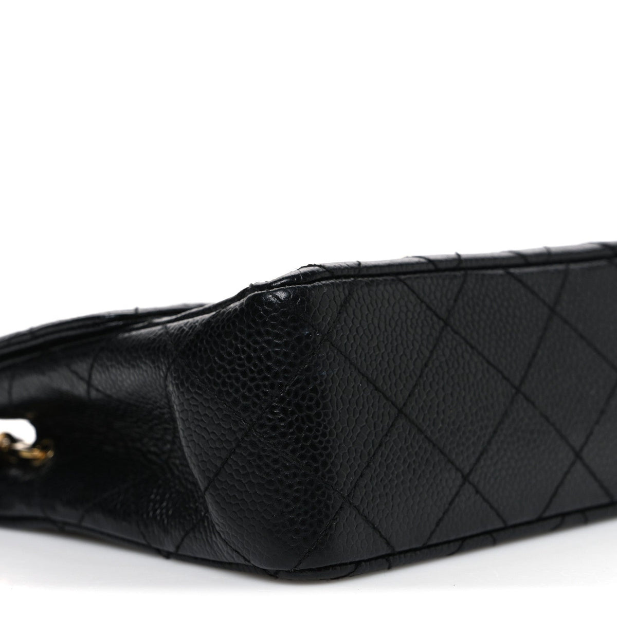 Mini Quilted Caviar Flap Shoulder Bag - Black