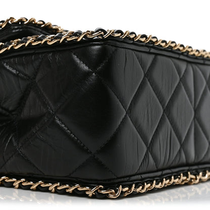 Medium Calfskin Flap Shoulder Bag - Black