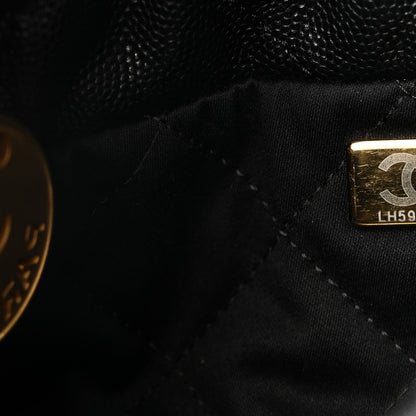 Mini Quilted Caviar Handbag - Black