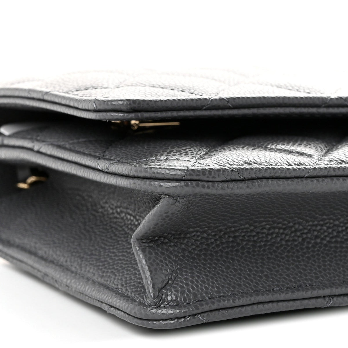 Quilted Caviar Wallet Bag - Grey