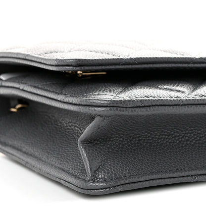 Quilted Caviar Wallet Bag - Grey