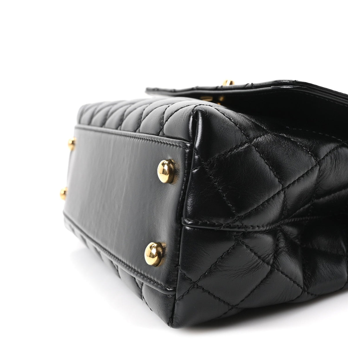 Mini Quilted Calfskin Flap Shoulder Bag - Gold