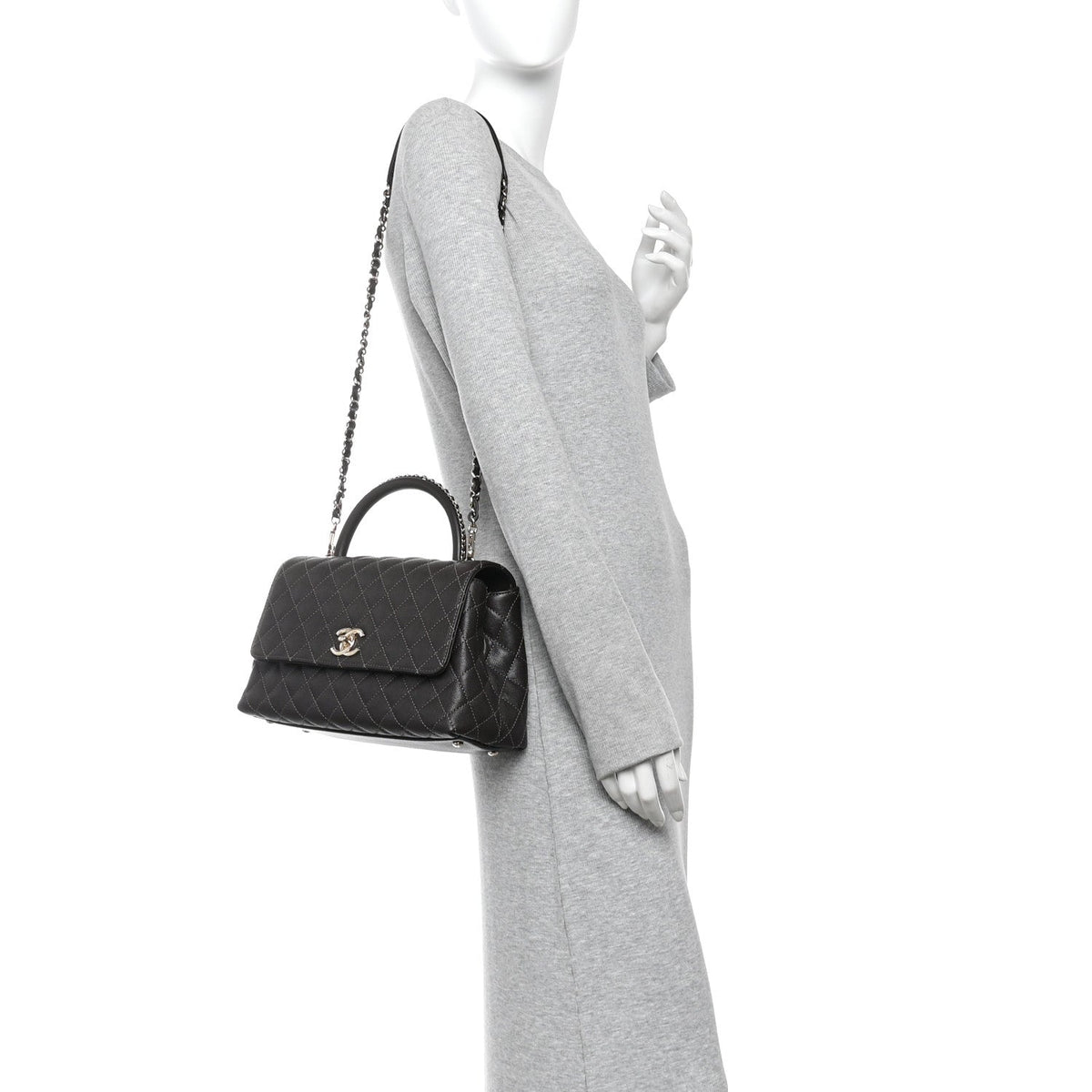 Small Quilted Caviar Flap Shoulder Bag - Brown
