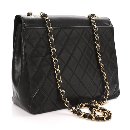 Maxi Quilted Lambskin Flap Shoulder Bag - Brown
