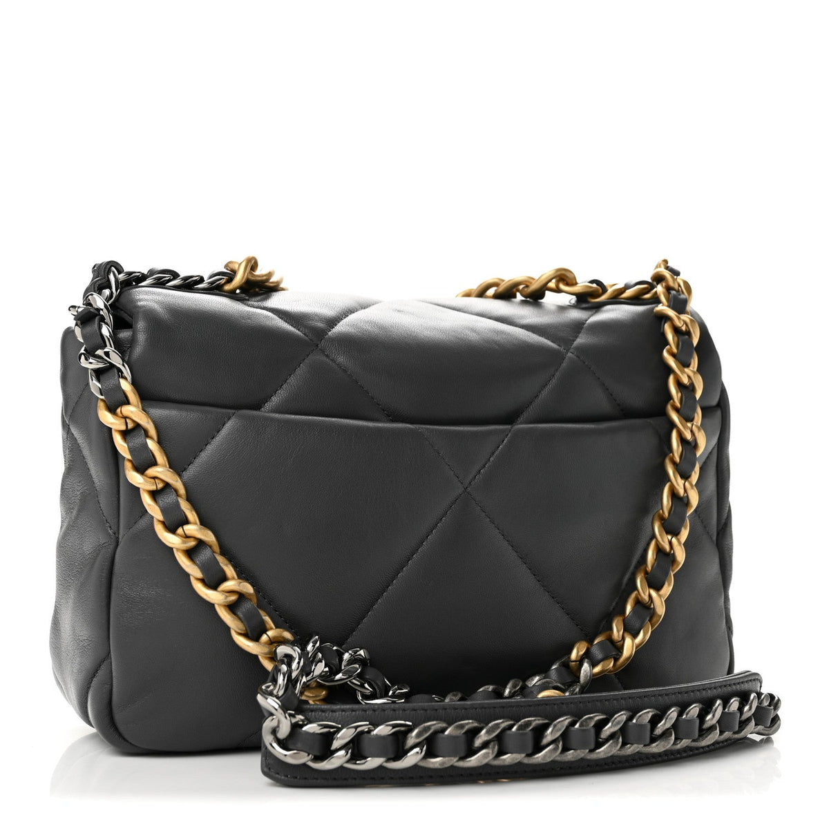 Medium Quilted Lambskin Flap Shoulder Bag - Grey