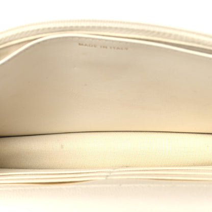 Quilted Caviar Flap Shoulder Bag - White
