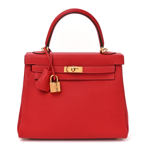 Togo Kelly Retourne 25 Rouge Casaque Handbag