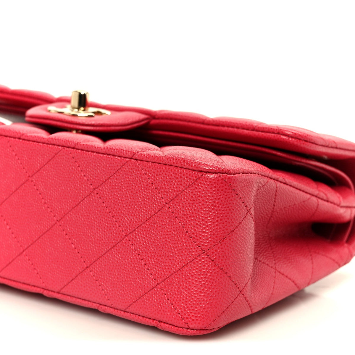 Small Quilted Caviar Flap Shoulder Bag - Pink