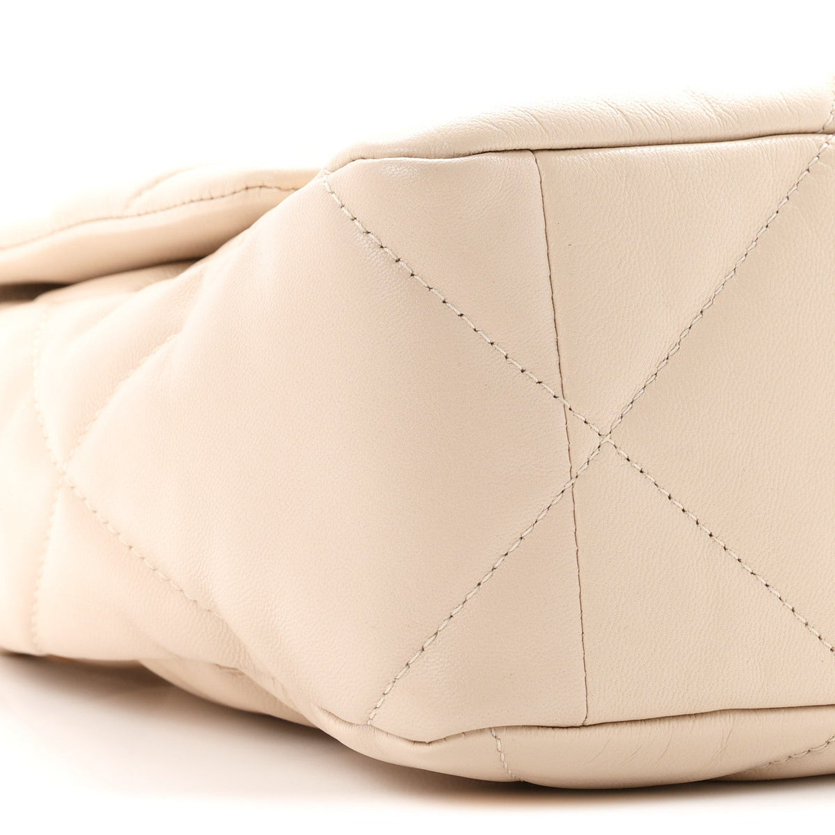 Large Quilted Goatskin Flap Shoulder Bag - Beige