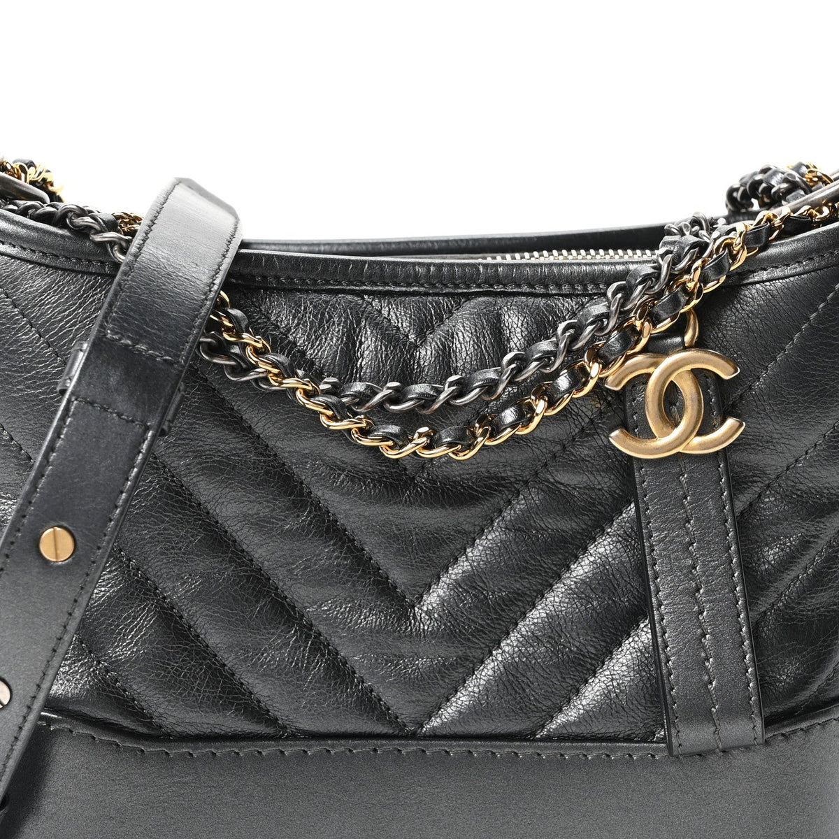 Small Quilted Calfskin Hobo Bag - Grey