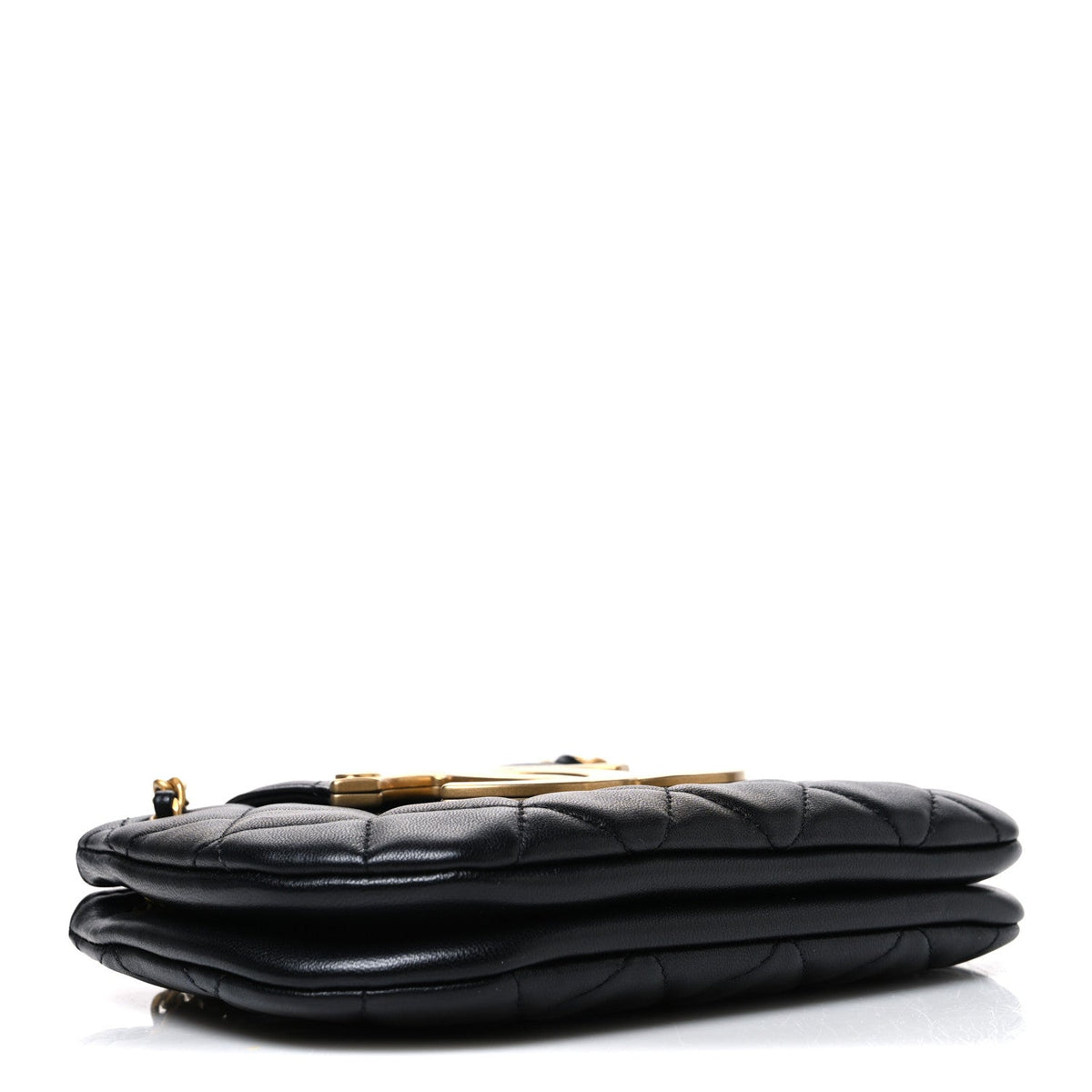 Small Quilted Lambskin Flap Shoulder Bag - Black